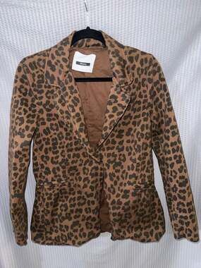 Dimora Leopard Print Cotton Blend Blazer